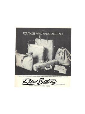 Print Ad Italian Linen Trimmed Chino Nappa Bags Robert Bestien Vintage 1980s AD